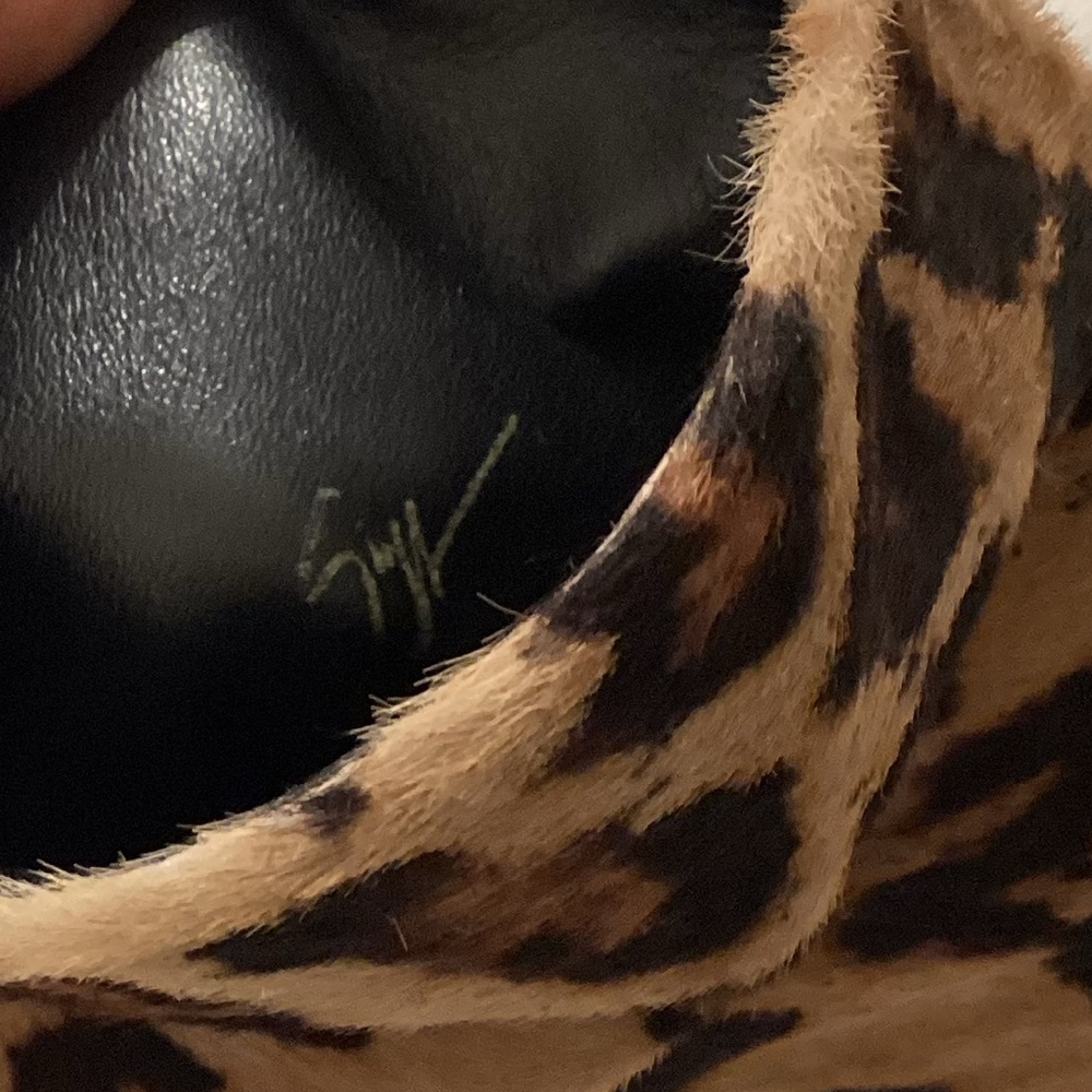 Giuseppe Zanotti Women Brown Ankle Boots Fur Leopard Print Heels Booties - Picture 12 of 13